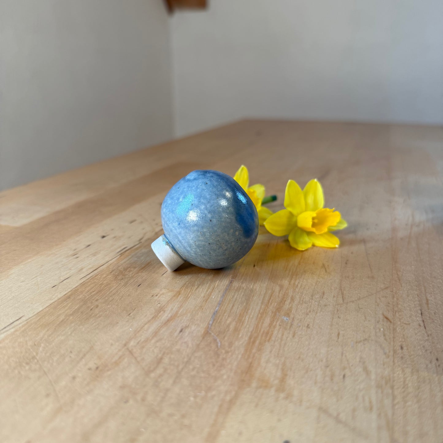 Besondere Keramikvase Blau rund
