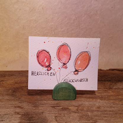 Mini Karten Luftballons auf Aquarell Papier 6,5cm x 8,5cm