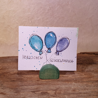 Mini Karten Luftballons auf Aquarell Papier 6,5cm x 8,5cm