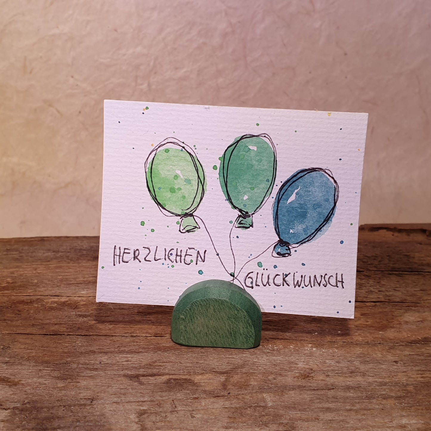 Mini Karten Luftballons auf Aquarell Papier 6,5cm x 8,5cm